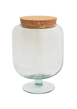 GLASS FOOTED CORK LID TERRARIUM