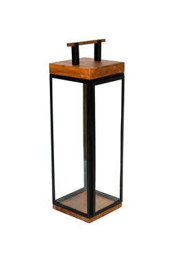 GRACE TALL LANTERN NACACIA WOOD AND BLACK H58CM W20CM &pound;89.99 (GLAB58)