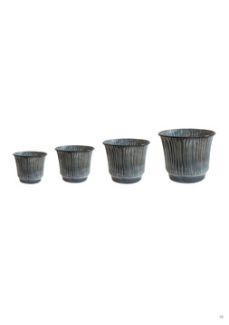 JASPER METAL RIBBED TAPERED SMOKEY BLUE PLANTER SET OF 4 £92.96