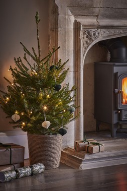 Jute Galvanised Steel Christmas Tree Bucket H27cm W27cm &pound;39.99, Jute Galvanised Steel Christmas Tree Bucket H32cm W32cm