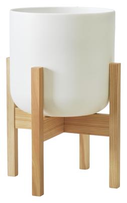 LISBON POT AND STAND WHITE D20.5CM &pound;39.99