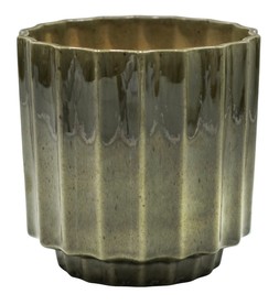 LUGANO SCALLOPED GREEN REACTIVE PLANTER H16CM D16CM &pound;17.99