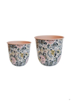 MAISIE VINTAGE PATTERN BLUSH METAL PLANTER SET OF 2 £72.98