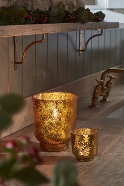 Metallic Gold Glass Holder H9.5Cm W9Cm &pound;12.99