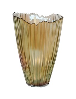 MOCHA RIPPLED GLASS VASE H20CM W14CM £19.99