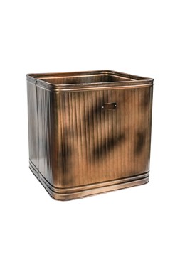 OUTDOOR HAMPTON SQUARE COPPER METAL PLANTER H35CM W34CM &pound;69.99 (OHSCMP34)