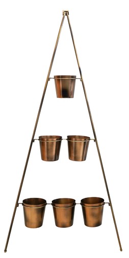 OUTDOOR VERTICAL GOLD METAL WALL PLANT STAND WITH PLANTERS &pound;99.99