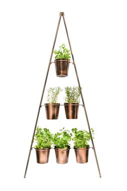 Outdoor Vertical Gold Metal Wall Plant Stand with Planters &pound;149.99