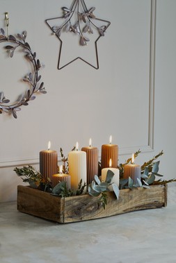 Ribbed Pillar Candle Ivory 180Mm &pound;8.99 2