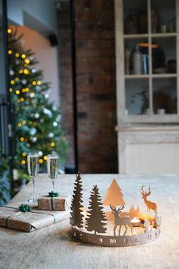 Round Advent Forest Tealight Centrepiece Metal Copper &pound;59.99