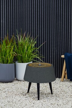 SOLIS WATER FEATURE WITH LIGHT DISPLAY ON BLACK LEGS IN CHARCOAL & AGED COPPER &pound;249.99
