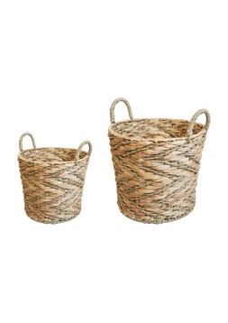 Water Hyacinth Woven Log Basket With Handles Set Of 2 £149.98