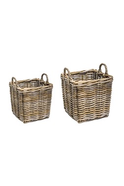 Wicker Log Basket Square Set Of 2 £139.98