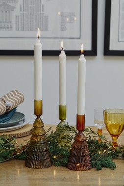 Willow Glass Tree Candle Holder Ochre H19.5Cm D8.5Cm &pound;12.99 2