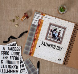 Spiral Bound Kraft Scrapbook 6 x 6 Inches - £4 Black Vinyl Letter Stickers 86 Pack - £4.50