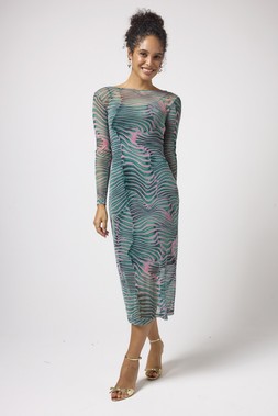 Green Tiger Moth Mesh Midi Dress