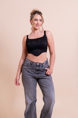 Hype Lace Black Longline Bra 3
