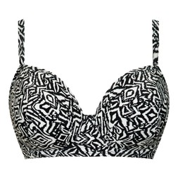Wild Horizon Padded Balcony Bikini Top Black Print