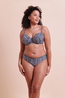 Wild Horizon Padded Balcony Bikini Top Black Print