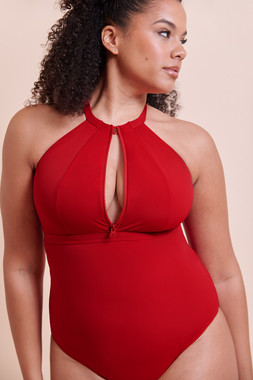 Zip Tide Non-Wired Multiway Swimsuit Red