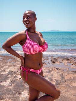 HOLIDAY CHECK SCOOPED BALCONY BIKINI TOP £37.00 $64.00 CAD$95.00 €50.00 AUS$95.00 & TIE SIDE BIKINI BRIEF £26.00 $48.00 CAD$65.00 €39.00 AUS$65.00