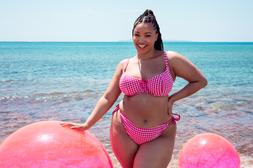 HOLIDAY CHECK SCOOPED BALCONY BIKINI TOP £37.00 $64.00 CAD$95.00 €50.00 AUS$95.00 & TIE SIDE BIKINI BRIEF £26.00 $48.00 CAD$65.00 €39.00 AUS$65.00