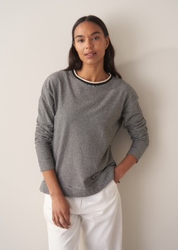 Alba Stripe Long Sleeve Top - Black £89