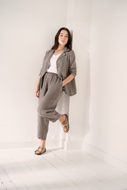 Lorian Check Linen Jacket, £145 & Jessie Linen Trousers, £110