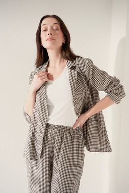 Lorian Check Linen Jacket, £145 & Jessie Linen Trousers, £110