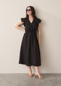 Juno Linen Dress - Black, £135