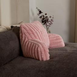 OHS Ribbed Faux Fur Cuddle Cushion with Heatable Pocket - Blush- £23