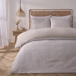 OHS Waffle Stripe Luxury Duvet Cover Set - Natural - £12