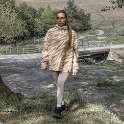 OHS Teddy Zebra Print Half Zip Fleece - Beige