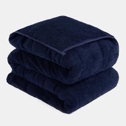 Brentfords Teddy Fleece Quilted Weighted Blanket - Navy- £22