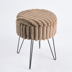 OHS Faux Fur Ribbed Storage Hairpin Stool- Mink-£26