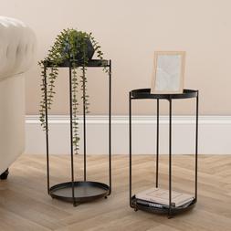 OHS Set of 2 Metal Side Tables - Black -£29