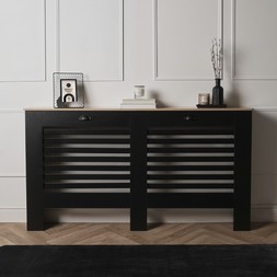 OHS Wooden Slats Radiator Cover - Black - £37