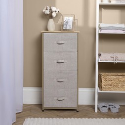 OHS Brooklyn 4 Drawer Fabric Cabinet - Beige - £32