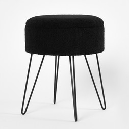 OHS Bouclé Storage Hairpin Stool - Black-£25