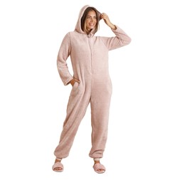 OHS Teddy Fleece Onesie Jumpsuit - Blush - £15.00