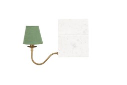 Marble bookshelf lamp with green shade