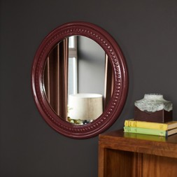 Beaded Circular Mirror Burgundy