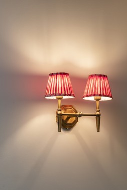 Double Brass Wall Light Orange Shade