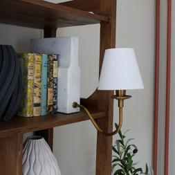 Marble bookshelf lamp with neutral shade