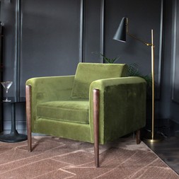 Mid Century Inspired Armchair green velvet