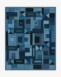 Ruggable - Jungalow Collection - Modra Indigo - 245 x 305 cm - Flatwoven £599, Tufted £849 (Aerial)EMBARGOED UNTIL 2ND JULY 2026EMBARGOED UNTIL 2ND JULY 2026