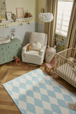 Ruggable Play Mat Happy Harlequin Pastel Blue £199 Bedroom- under embargo until July 30th