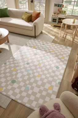 Ruggable Play Mat Mini-Me Check Multicolor £199 Living Room- under embargo until July 30th