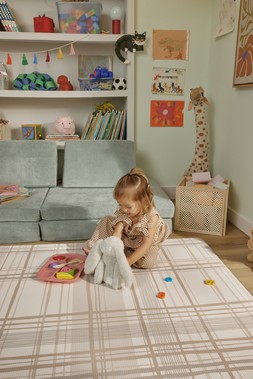 Ruggable Play Mat Storytime Plaid Sand £199 Kids Room- under embargo until July 30th