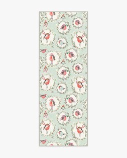 Holiday Robins Sage Green Runner Rug